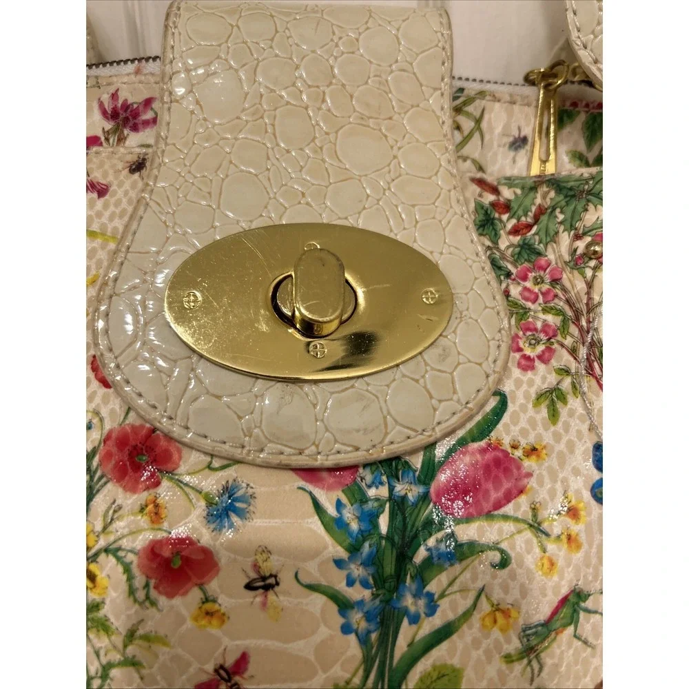 Nicole Lee Large Tote Bag/Purse Cream‎ w Floral Design